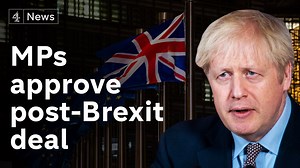 MPs have overwhelmingly backed Boris Johnson's Brexit deal, which comes into force at 11pm tomorrow. Paul McNamara has the latest. | Channel 4 News