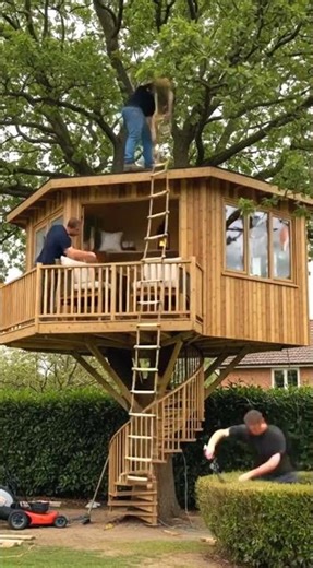 Luxury Treehouse Build Timelapse || Ultimate Backyard Transformation #ai #treehouse