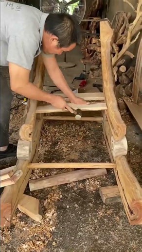 🪑 Handmade Wooden Rocking Chair – Full Process! #trending #woodworking #wood #shorts
