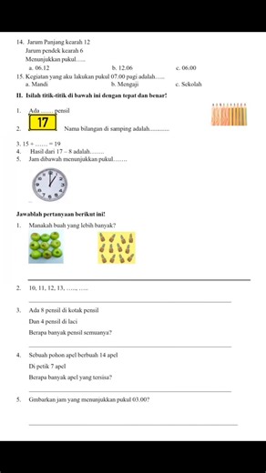 Kisi-kisi dan soal STS Matematika kelas 1 Semester 2 Kurikulum Merdeka Untuk melihat lebih banyak postingan serupa silahkan buka JALUR PPG . Jangan lupa Follow Mimin untuk mendapatkan notifikasi setiap Mimin Upload sesuatu 😉 #kisikisisoal #worksheet #soalsd #gurusd #pgsd | JALUR PPG