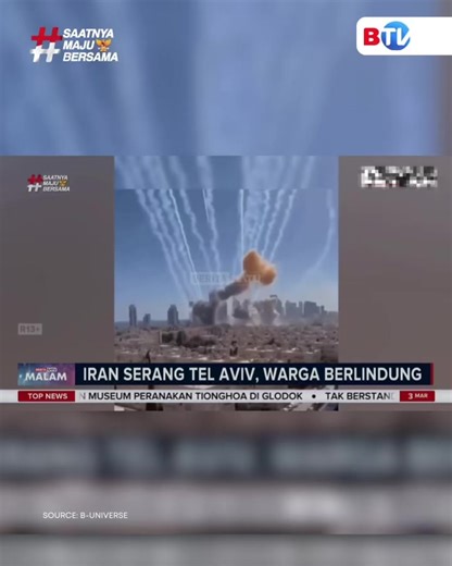 Eskalasi perang Iran–Israel memasuki fase paling kritis dengan serangan rudal yang terus menghantam wilayah strategis Israel. Warga Tel Aviv dilaporkan panik dan mencari perlindungan saat sirene peringatan berbunyi di berbagai titik pada Selasa (3/3/3036). Konflik ini berisiko memperluas ketegangan geopolitik di kawasan Timur Tengah dan memicu kewaspadaan internasional. Ikuti perkembangan berita terbaru lewat pantauan langsung hanya di BTV. Jangan lupa aktifkan menu Logical Channel Number (LCN) 