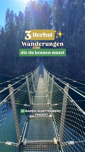 Welche Wanderung gefällt dir am besten? 💚 3 herbstliche Wanderungen zum Nachwandern! Hier findest du alle Infos zu den Ausflügen und Wanderungen in Baden-Württemberg: 🌲 Wanderung zur Teufelsbrücke bei Sigmaringen ⏱️ 2 Std. - 4 Std. (Je nach Weg) 📍 6-15 km ⬆️ ca. 200 Hm 🤍 mittel - viele Stufen, aber absolut machbar ✨ Highlights: Schlucht, Felsen & eine Hängebrücke 💧 Burgbachwasserfall im Schwarzwald ⏱️ ca. 1 Std. 📍 2 km (Hin- & Rückweg) ⬆️ ca. 100 Hm 🤍 leicht - perfekt auch für Anfänger ✨ 