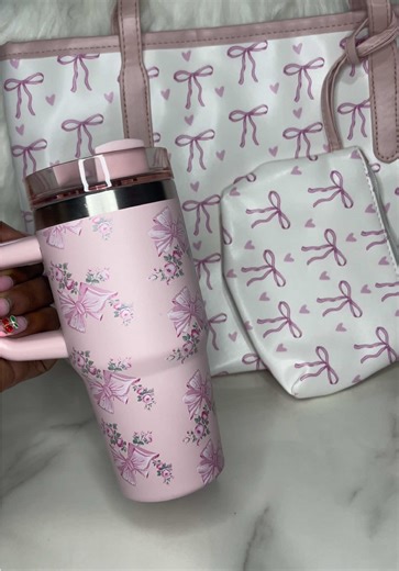 The Prettiest Bow Collection 🎀🥹 Bow Tote-$175 Cup-$120 Combo - $265🛍️ #fyp #cuteaccessories #girlyaesthetic #luxuryforless #thedollhousebowtique