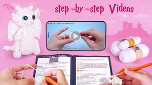 Crochetta Crochet Kit for Beginners, Amigurumi Crocheting Animals Kits w Step-by-Step Video Tutorials, Knitting Starter Pack for Adults and Kids, Jumbo White Dragon (40%+ Yarn Content)