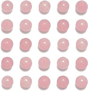NCB 100pcs Original Natural Stone Beads Gemstone Round Loose Beads 6mm 8mm 10mm (Rose Quartz, 6mm 100Beads)