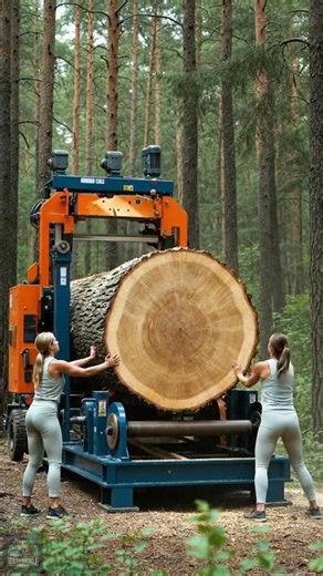 Giant Log Cutting Machine in Action #shorts #woodcutting #oddlysatisfying