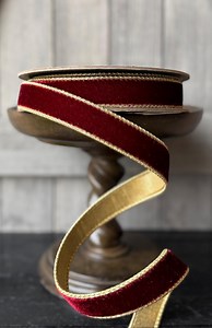 Ruby Red Velvet Gold Back Wired D Stevens Ribbon, 1 Inch, 10 Yards - Etsy