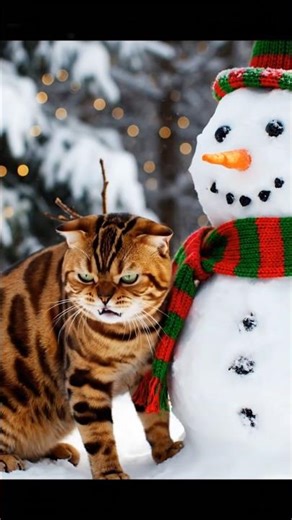 Christmas, a snowman and one very angry cat…🐱🎄😾
