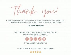 Printable Thank You Card, Packaging Insert Note, Editable Diy Canva Template, Small Business Thank You Card Packing Slip TC003 - Etsy