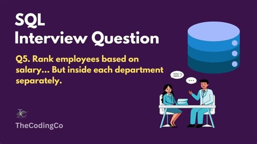 Rank Employees by Salary Within Department with SQL | TheCodingCo posted on the topic | LinkedIn