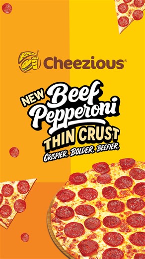 The NEW Beef Pepperoni Thin Crust is loaded with bold beefy pepperoni on a crispy base that keeps you coming back for more. Get the crispier, bolder, beefier fix while it’s hot. For free delivery, dial 111 44 66 99, visit www.cheezious.com or download the Cheezious app: https://cheezious.com/download #CheeziousPakistan #CrispierBolderBeefier #CheezyKhushiyan #BeefPepperoni #ThinCrust | Cheezious
