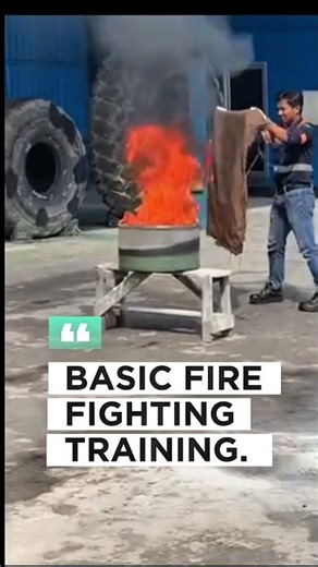Basic fire fighting training with wet cloth. #warehouseman #training #firefighter #firesafety