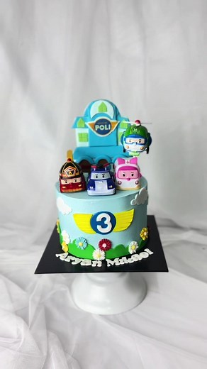 Custom Robocar Poli Birthday Cake for Kids
