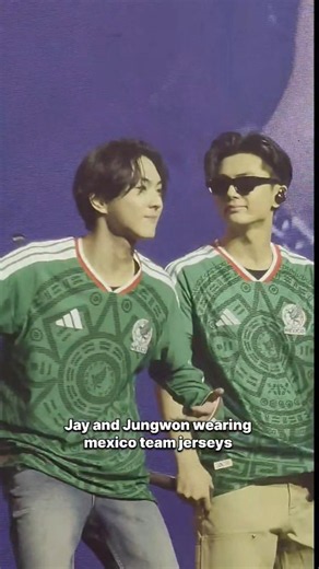 Jay and Jungwon wearing mexico team jerseys #enhypen #jungwon #jay