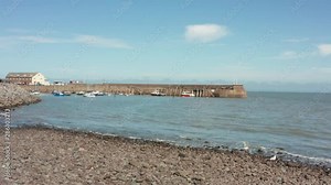 Minehead boat yard and harbour coastal area, Somerset UK