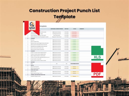 Construction Project Punch List Template - Etsy