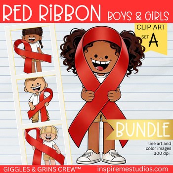Red Ribbon Week Kids Clipart BUNDLE — Drug Awareness, School