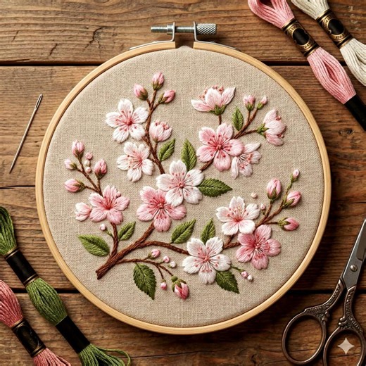 Cherry Blossom Embroidery Pattern: Floral Sakura DIY (PDF) - Etsy