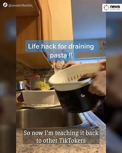 72K views · 1.2K reactions | We've all been straining pasta wrong, and where has this technique been our entire life?! | News.com.au | Facebook