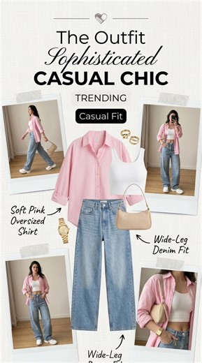 Styling a Pink Button-Down & Baggy Jeans 🌸✨#SpringOutfit #CasualStyle #OOTD #OutfitIdeas