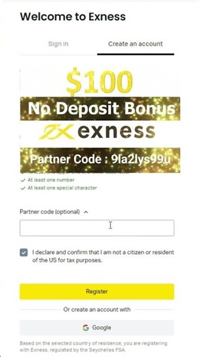 EXNESS PARTNER CODE: 9la2lys99u