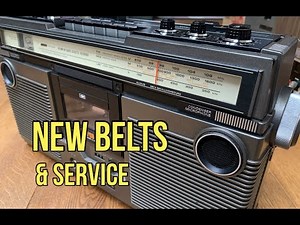 Hitachi TRK-5280E New Belts. Service & Clean. Vintage Boombox Repair. Radio Cassette Restoration