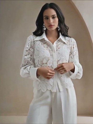 Premium Women's Lace Blouse with French-Inspired Design for a Chic and Feminine Look