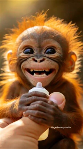 Cute Baby Orangutan Drinking Milk From Bottle 🍼 | Adorable Jungle Baby#shorts