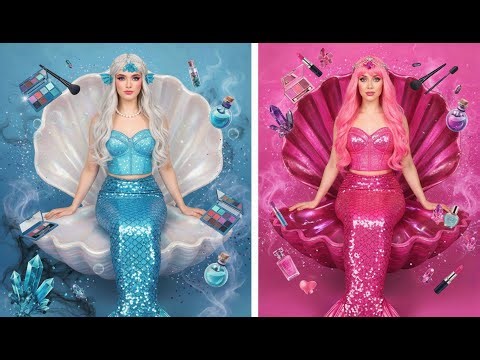 Transformação de cabelo de sereia em sereia 💥 Fantasia e sonho para um visual adorável