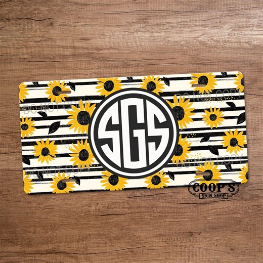 Sunflower Soul Monogram License Plate - Car Accessories - Etsy