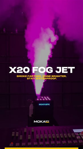 MOKA SFX on Instagram: "🔥 Go beyond ordinary fog machines. The New X20 FOG JET shoots smoke up to 15 meters, lights it up with 24x9W RGBA LEDs, and stays completely waterproof — even the screws and plugs are sealed tight. 💪 All-stainless build. Oil-free protection. ⚡ Half-power mode for longer sessions — same height, less energy. 💨 Refill in minutes, adjust angles freely, and hang it anywhere. #co2jet #co2jets #co2machine #smokemachine #fogmachine #x20fogjet #x20jet #specialeffects #stageeffe