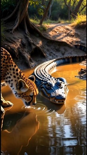 Cheetah vs Crocodile — Epic Wildlife in Forest Water | Realistic Animal Fight