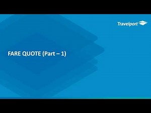 Travelport Smartpoint : Fare Quote ( part-1)