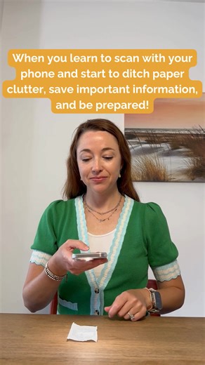 ⭐️ Ready to learn how to scan with your phone?! Comment with the word SCAN to grab our Free Scan With Your Phone Blueprint. Here are just a few examples of when the skill of knowing how to scan with your phone can come in handy: 👀 When you get a tax document that you need your accountant to look at ✍️ When you need to sign a document and send it to someone 🎟️ When a family member forgets the oil change coupon at home 🎨 When you want to save a digital copy of a beautiful piece of artwork a chi