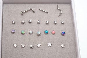 Implant Titanium Push in Threadless Nose Set ,L Bend Nose Stud, Straight or Curl, Choose Opal, Style and Metal Color,3mm Top Nose Piercing. - Etsy