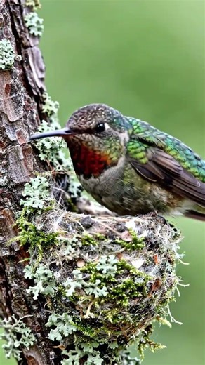 Ruby-throated Hummingbird Tiny Nest | Nature’s Smallest Hidden Cup Home ‪@BirdWorldDaily‬