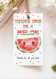 Teacher Appreciation Gift Tag, Printable Teacher Thank You Gift Tag, One in a Melon Card Tags, Digital Download Canva Template - Etsy Canada