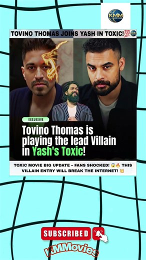 Toxic Biggest Update: Tovino Thomas as Main Villain! 🔥🎬#toxic #bigupdate #southmovie