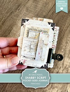 Shabby Script Pocket Sized Junk Journal Kit, No-sew, Printable, Size, Mini Book, Shabby, Pink, Miniature, My Porch Prints, Digital Download - Etsy