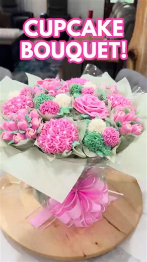 Beautiful Cupcake Bouquet Assembly 🌸 | Pink Flower Cupcakes