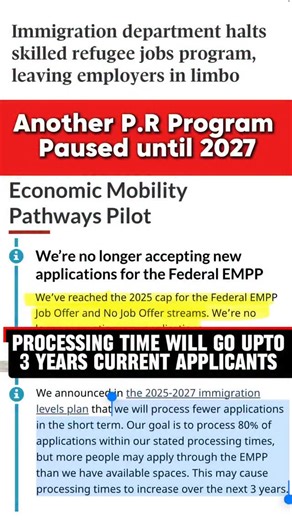 Tushar Goyal on Instagram: "🚨BREAKING: Canada Halts Skilled Refugee Jobs Program Amid Growing Backlog🇨🇦 #refugee #canada #permanentresidency #canadaimmigrationnews #tusharuplifts"