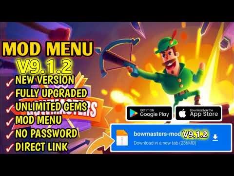 Bowmasters V 9.1.2 Mod APK- Hack Unlimited Gems, Direct Link, No Password Full Tutorial 2025