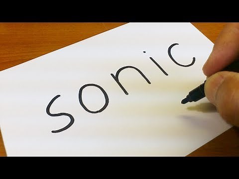 How to turn words SONIC（SEGA） into a Cartoon - Drawing doodle art on paper
