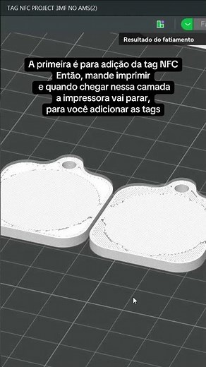 Tutorial rápido mostrando como fazer um chaveiro com tag NFC e duas cores na BambuLab sem usar AMS.