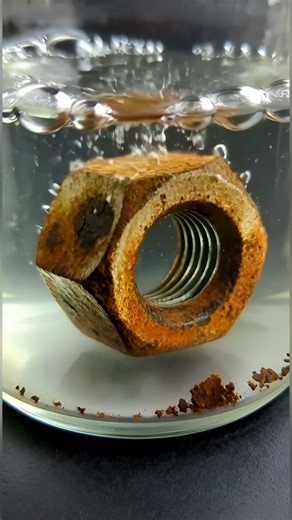 Extreme Macro Rust Removal of a Steel Hex Nut #shorts