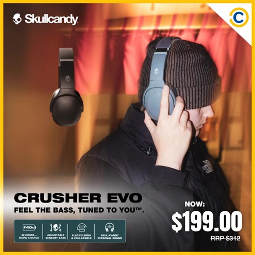 Feel the bass with Skullcandy’s patented Crusher Evo!🔥 Born from a legacy of innovation, Whether you’re a basshead or an audiophile, this feature puts you in control of sound that resonates deep. Just slide it up, and you’ll experience audio that hits harder than ever. Get ready to feel every beat and make music an immersive experience, just the way Skullcandy intended. 🎧 Head down to your nearest COURTS Store or shop now at: https://bit.ly/SkullcandyVideoNov2024 #COURTSSG #Skullcandy | COURTS