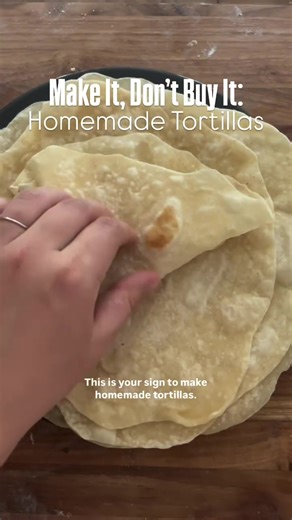 Homemade Tortillas ⬇️ Welcome back to Make It Don’t Buy It, where I teach you how to make everyday foods you normally grab at the store right at home. Today we’re making homemade tortillas. Just like I always say, this isn’t about making everything from scratch all the time. It’s about knowing how, in case you ever need or want to. Some seasons you’ll make things like this, some seasons you won’t, and both are totally okay. Having the option matters. Store bought tortillas can have up to 20 ingr