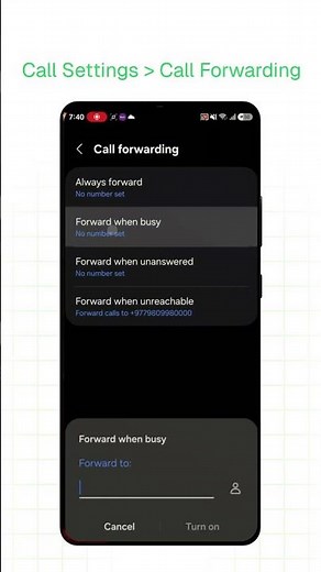 How to Call Forward on Android?
