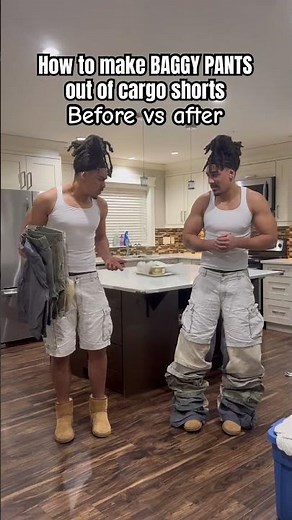 How to baggy pants out of anything before after #baggyjeans #howto #fashion #widelegpants #tutorial