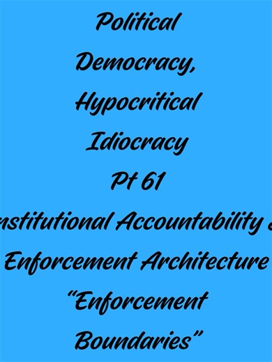 A structural breakdown of enforcement boundaries that prevent authority from becoming abuse. This post explains what institutions are allowed to enforce, what they are obligated to enforce, and what they must never enforce under any circumstances. It shows how boundaries protect legitimacy, prevent mission creep, and keep enforcement tied to purpose rather than politics. By defining limits clearly, institutions maintain credibility, safeguard public rights, and ensure enforcement remains a tool 
